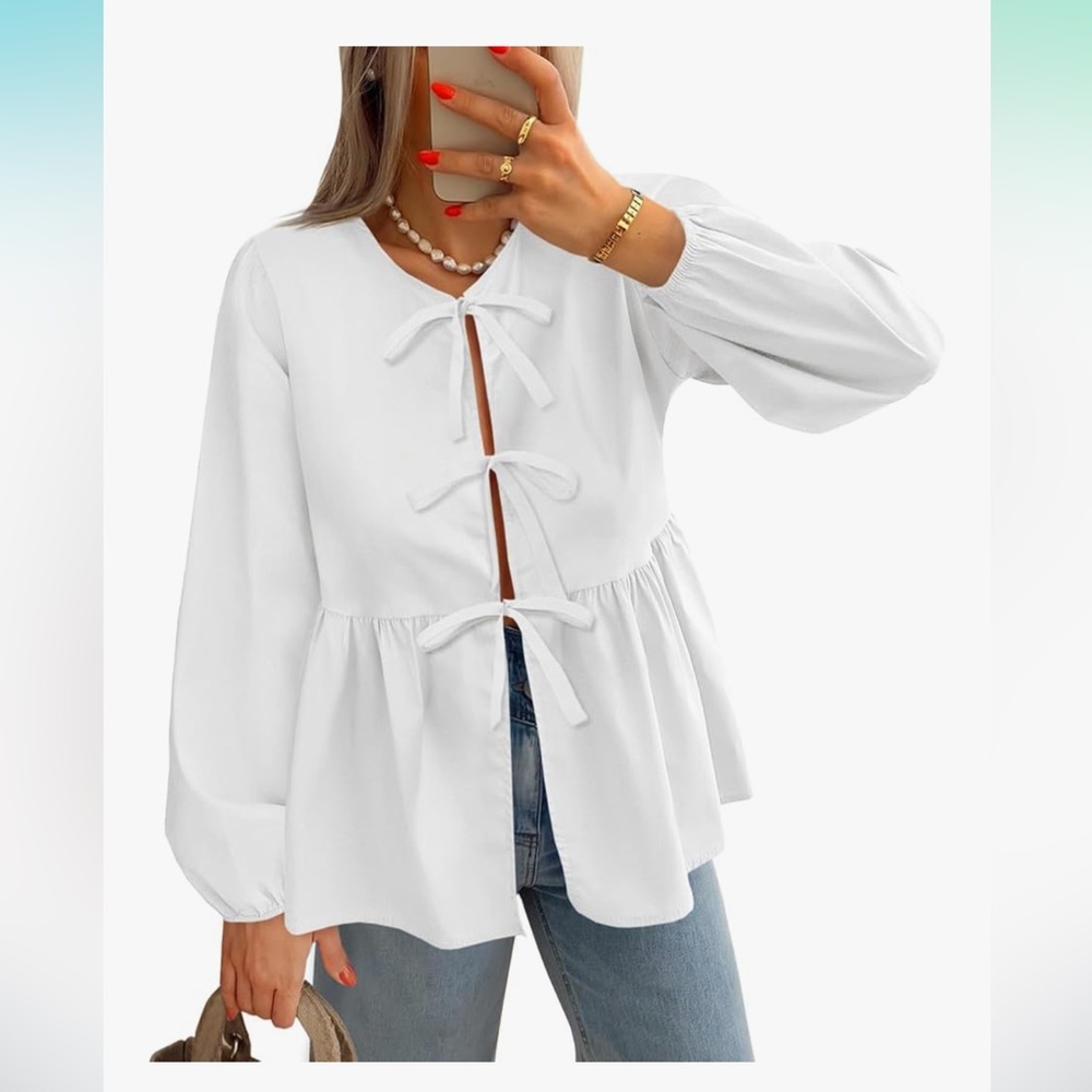 Chic White Bow-Tie Blouse